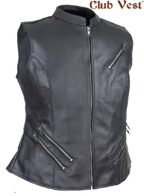 Women's Leather Concealed Pocket Vest