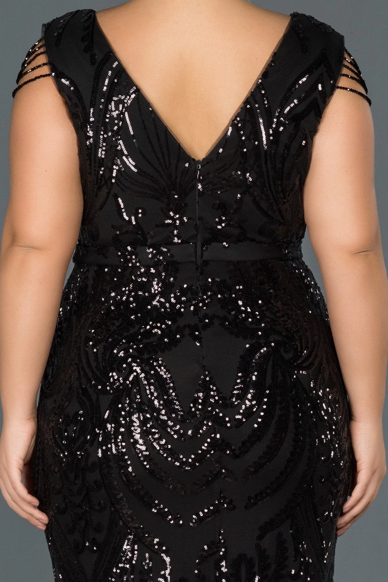 14696 Black Sequined Mermaid Dress