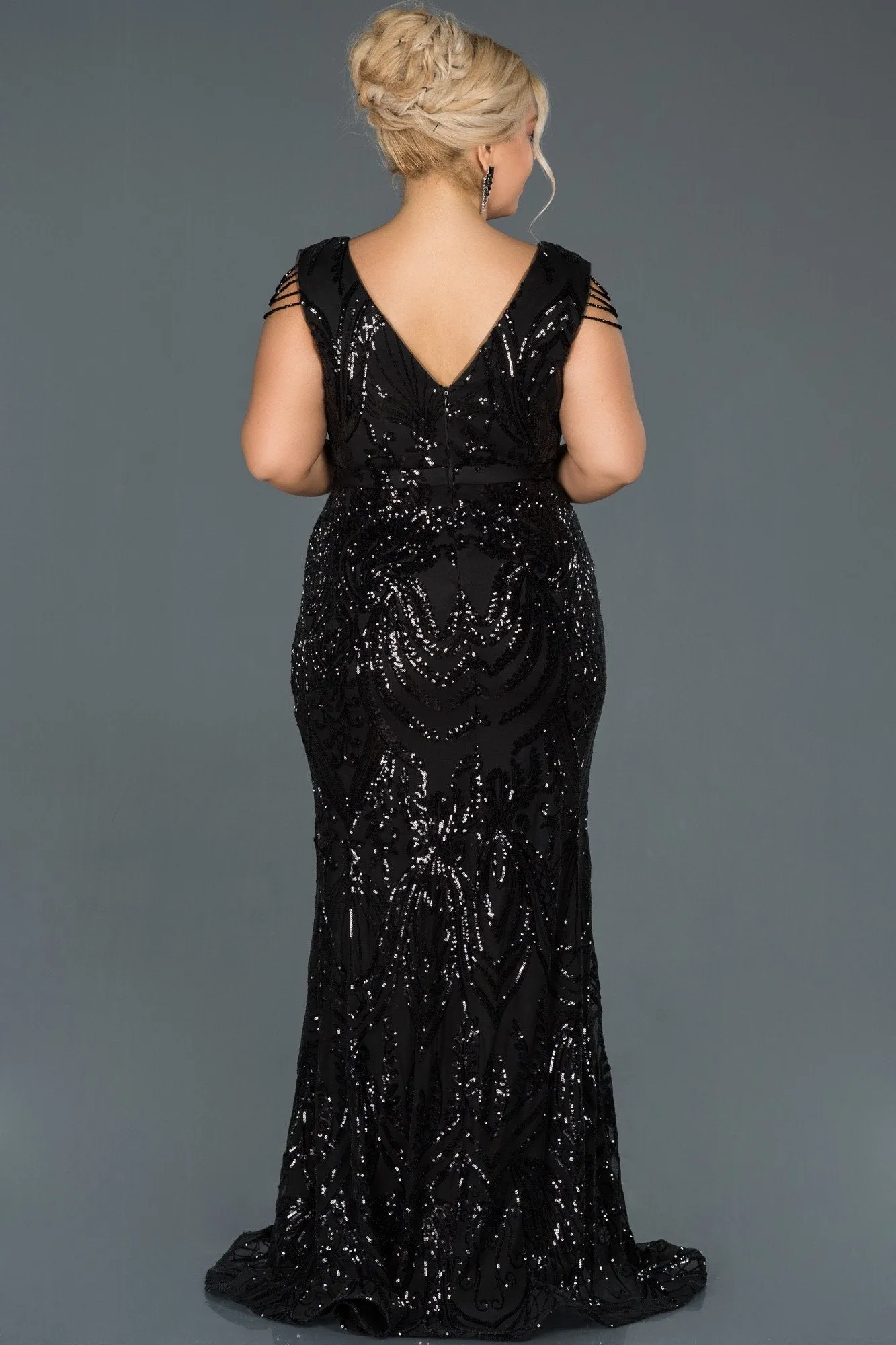 14696 Black Sequined Mermaid Dress