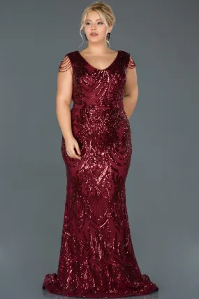 14698 Burgundy Sequined Mermaid Dress