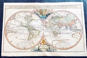 1691 Alexis Hubert Jaillot Large Antique Twin Hemisphere World Map, California Island