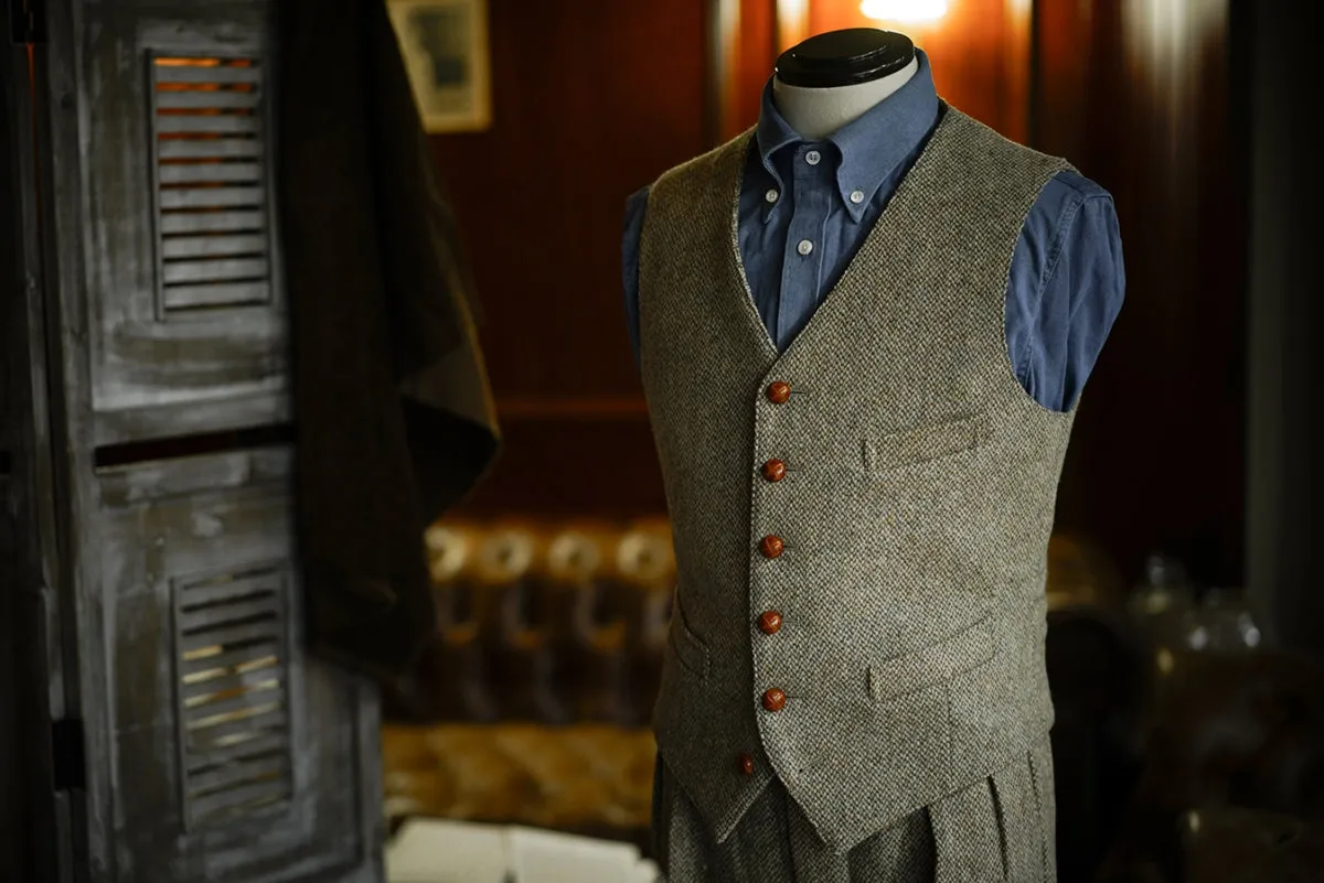 1920s Tweed V-neck Suit Vest