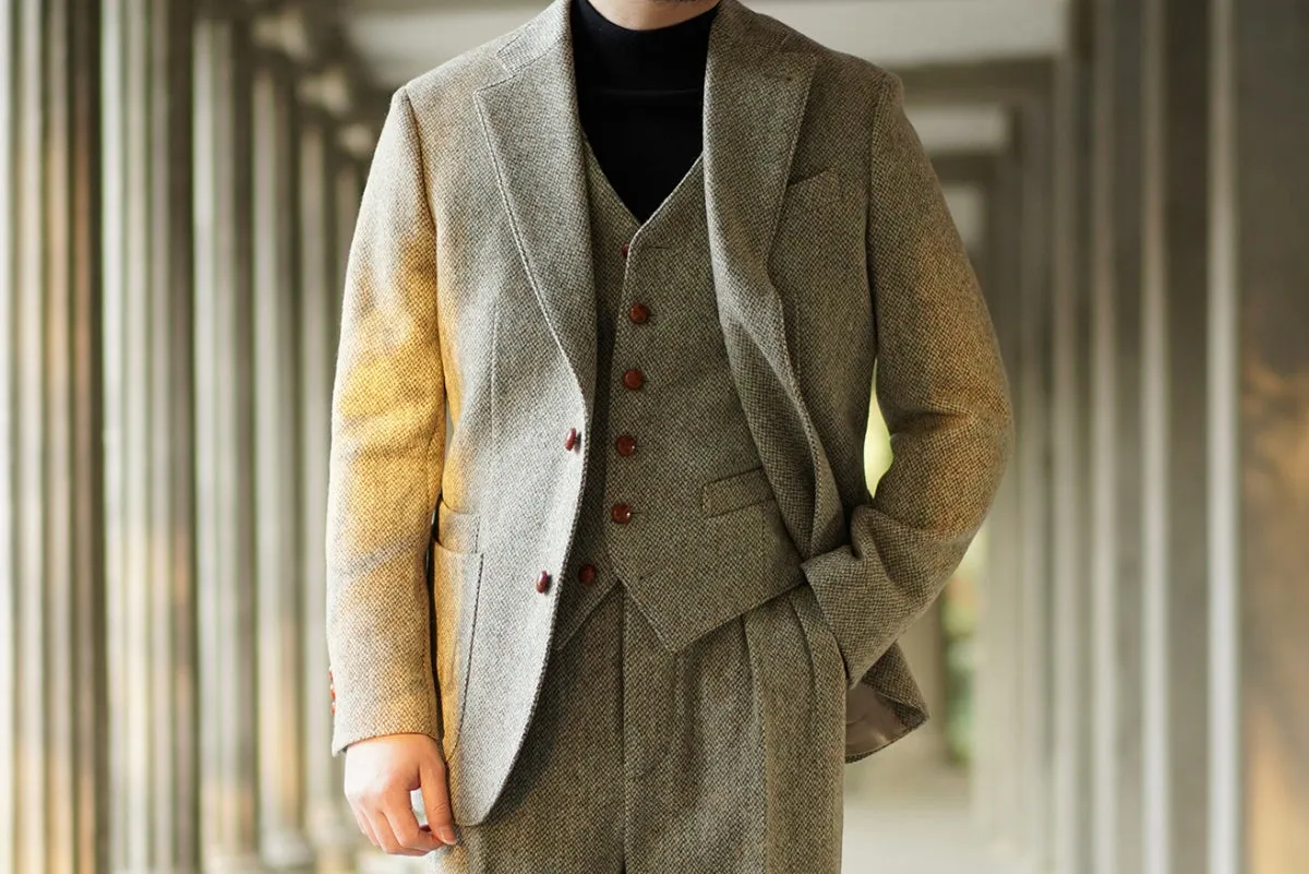 1920s Tweed V-neck Suit Vest