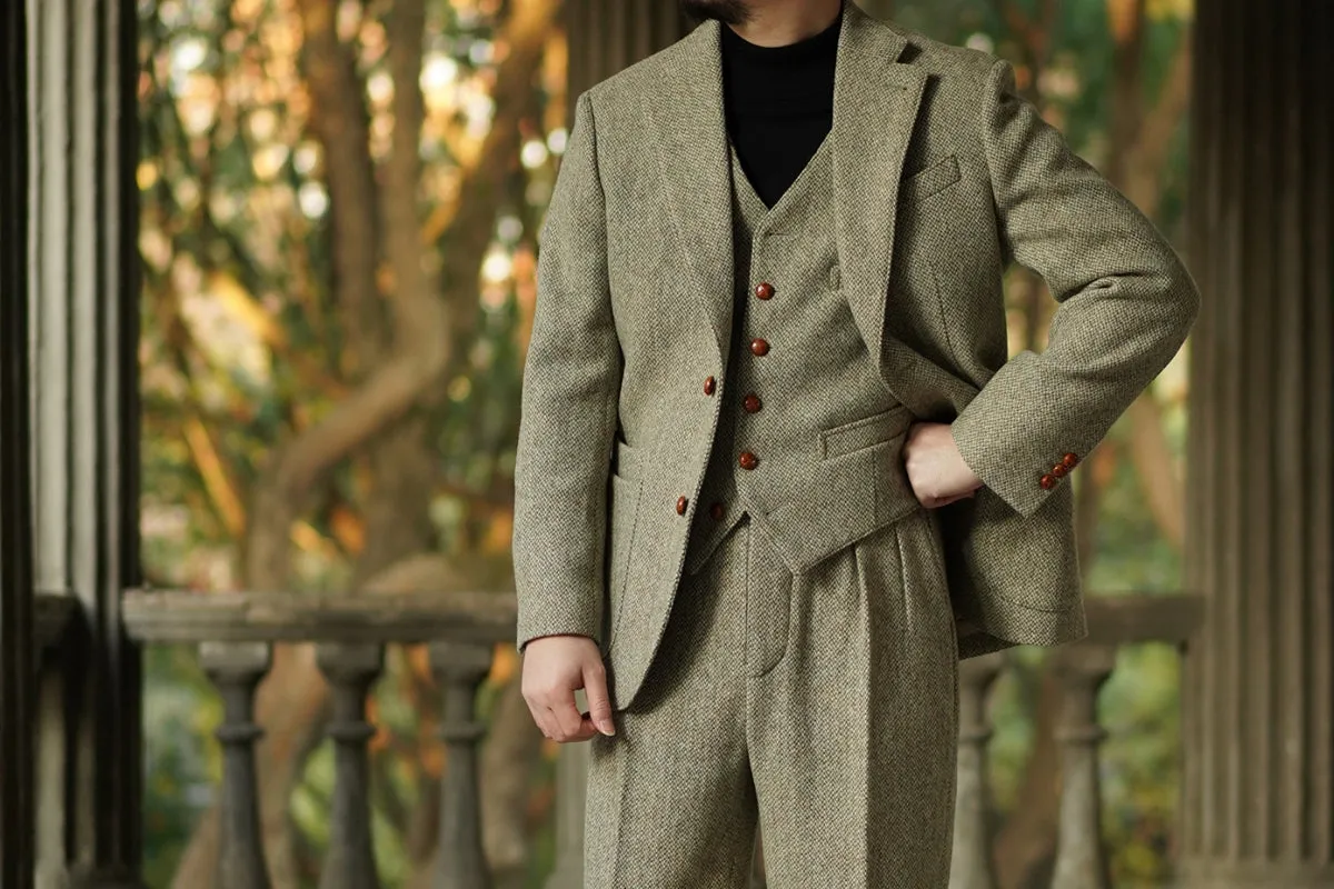 1920s Tweed V-neck Suit Vest