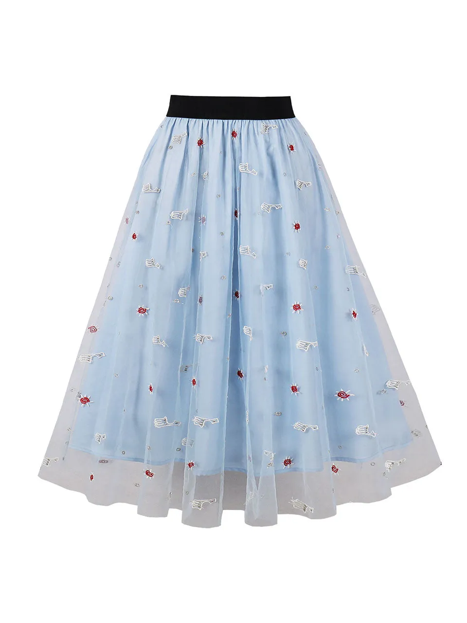 1950S Daisy High Wasit Pleated Swing Vintage Skirt