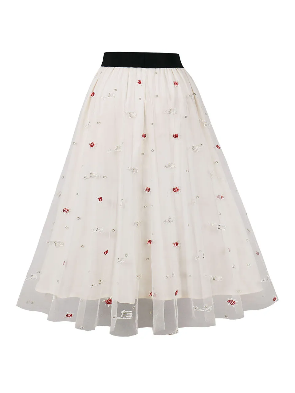 1950S Daisy High Wasit Pleated Swing Vintage Skirt