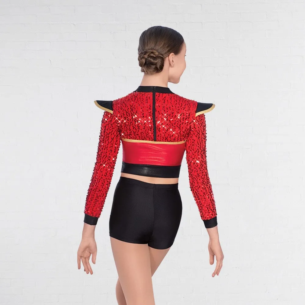 1st Position Red Sequin Sleeved Soldier Jacket