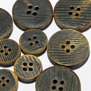 23mm or 15mm Eco Dark Brown Horn 4 Hole Buttons