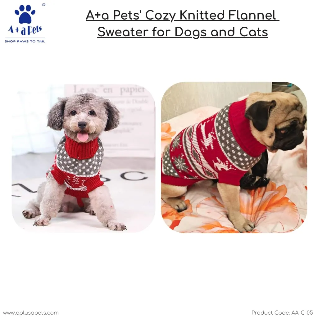 A a Pets' Cozy Knitted Flannel Sweater for Dogs and Cats