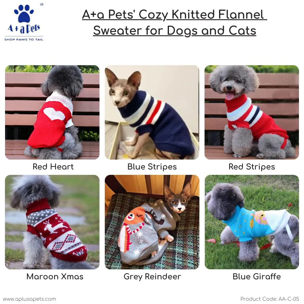 A a Pets' Cozy Knitted Flannel Sweater for Dogs and Cats