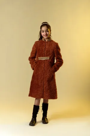 A day in the Woods- Embroidered Organic Sherpa Coat For Girls