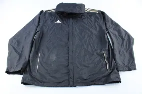 Adidas Logo Embroidered Black Parka Jacket