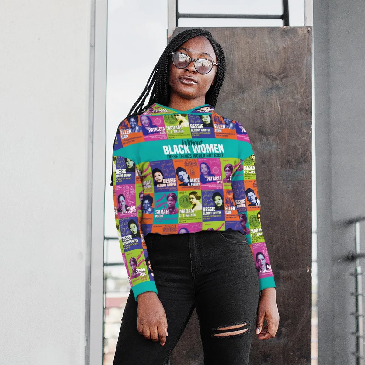 African Women Inventors Cropped Hoodie