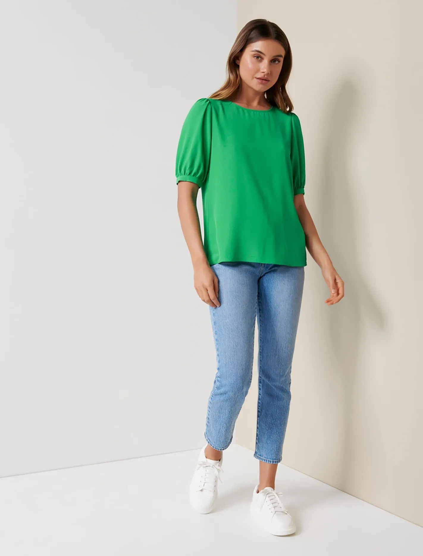 Amena Puff Sleeve Shell Blouse