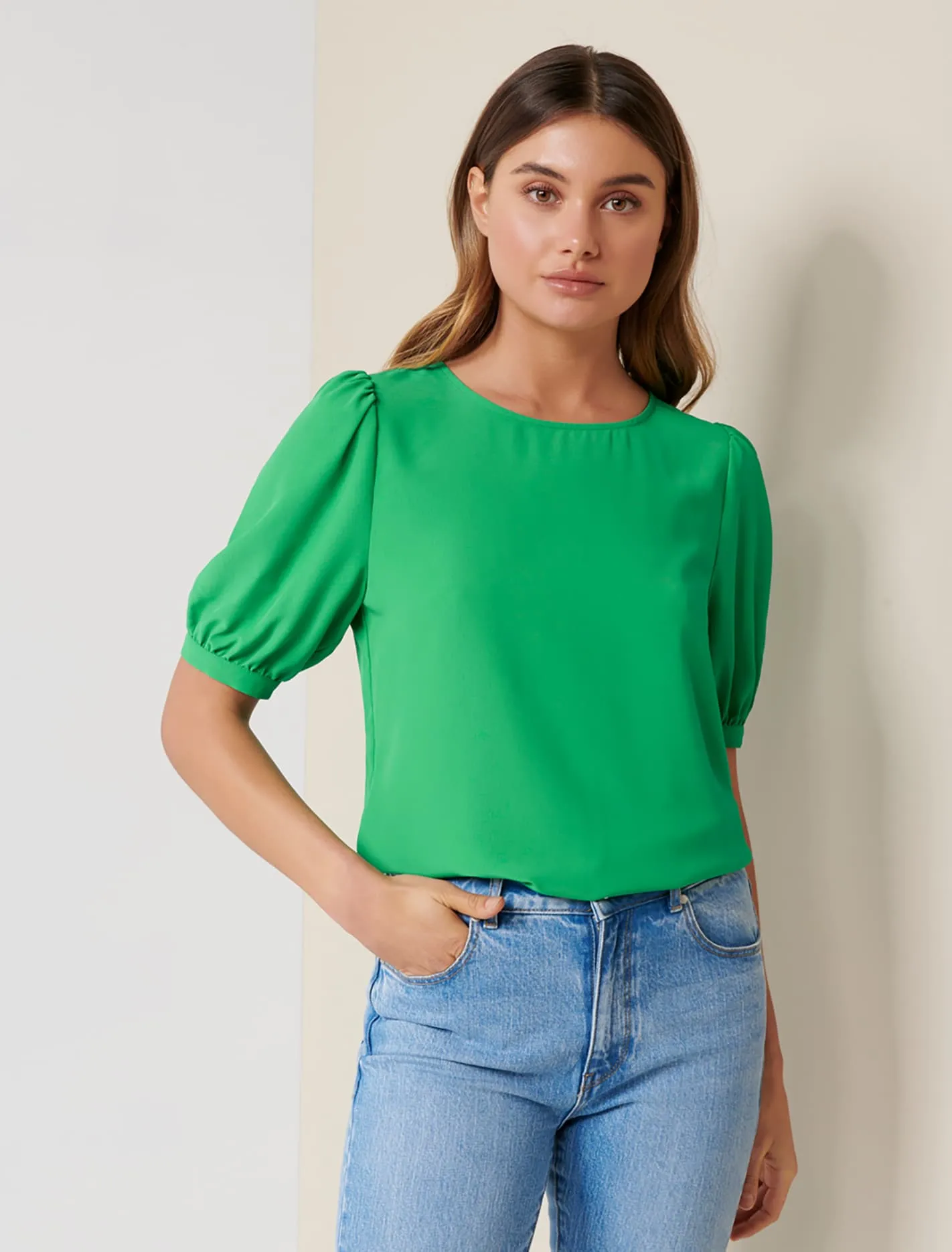 Amena Puff Sleeve Shell Blouse