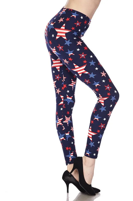 American Flag Star Soft Leggings