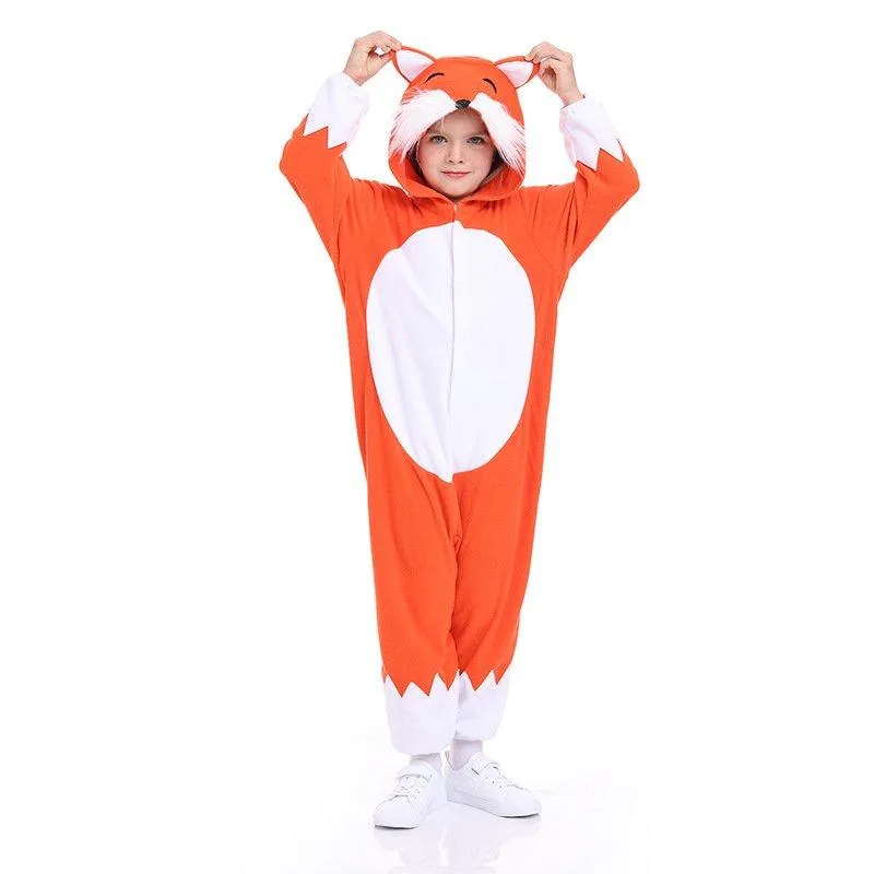 Animal Fox Kigurumi Onesies Pajamas Hooded Jumpsuit Costume For Kids