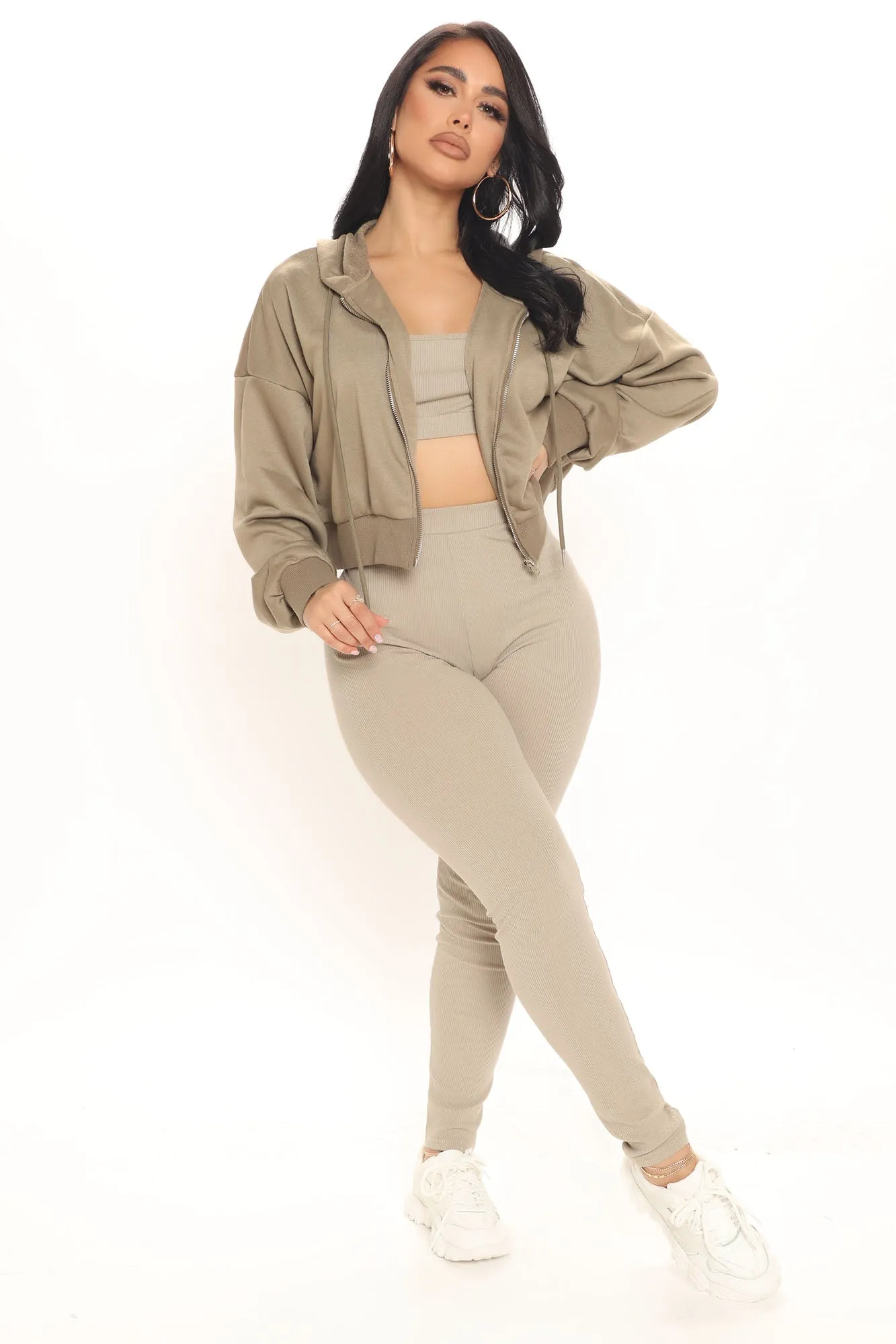 Anything Goes 3 Piece Legging Set - Olive