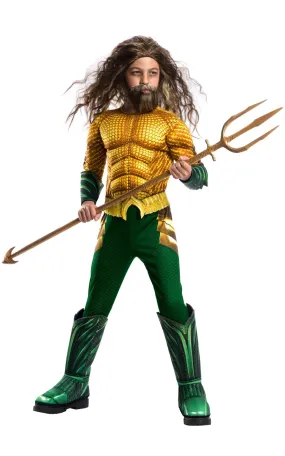 Aquaman Costume Boys Gold Green Suit