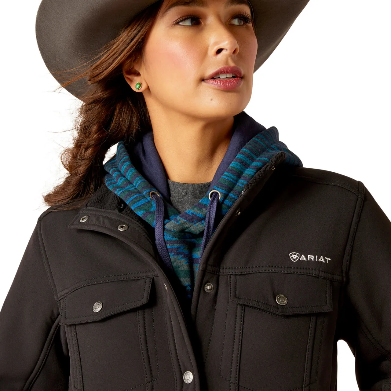 Ariat Women's Berber Back Softshell Jacket, Black