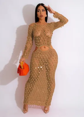 Ashore Shop Sexy Shinny Sequined Knit Rib Long Dress Women Summer 2023 Hollow Out See Through Club Beach Wear Cover Maxi Dresses  Robe