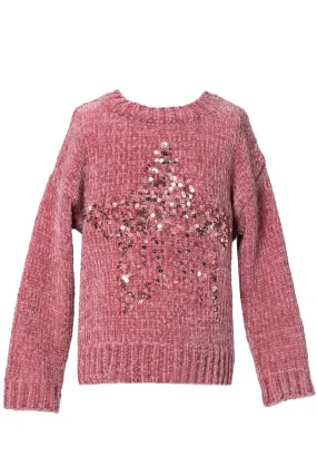 Baby Girl's Crushed Velvet Sequin Star Sweater