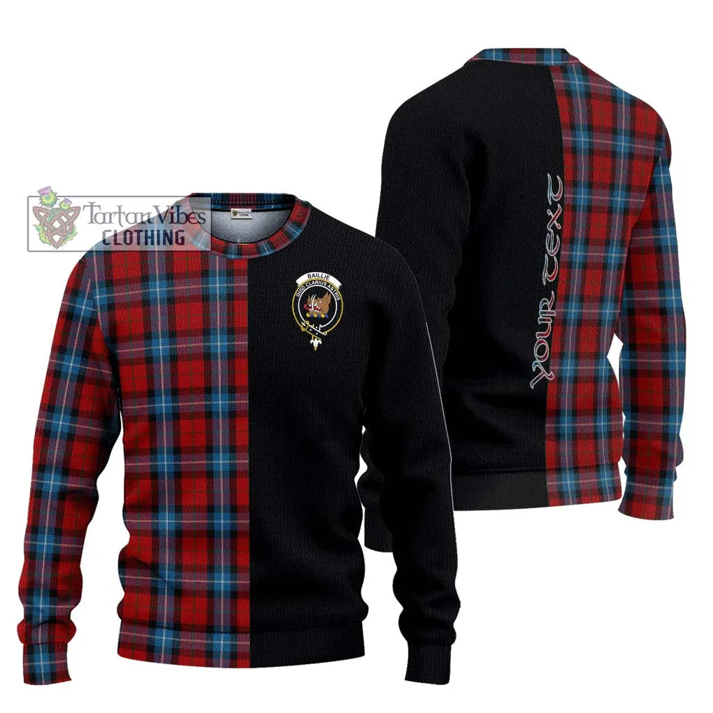 Baillie of Polkemmet Red Tartan Ugly Sweater with Family Crest and Half Of Me Style