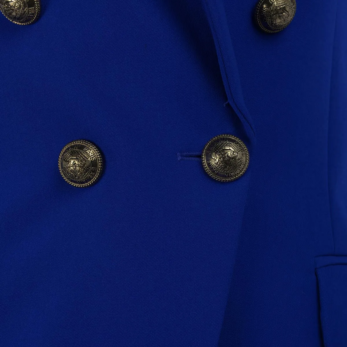 Balmain Royal Blue Wool Twill Longline Blazer FR 40