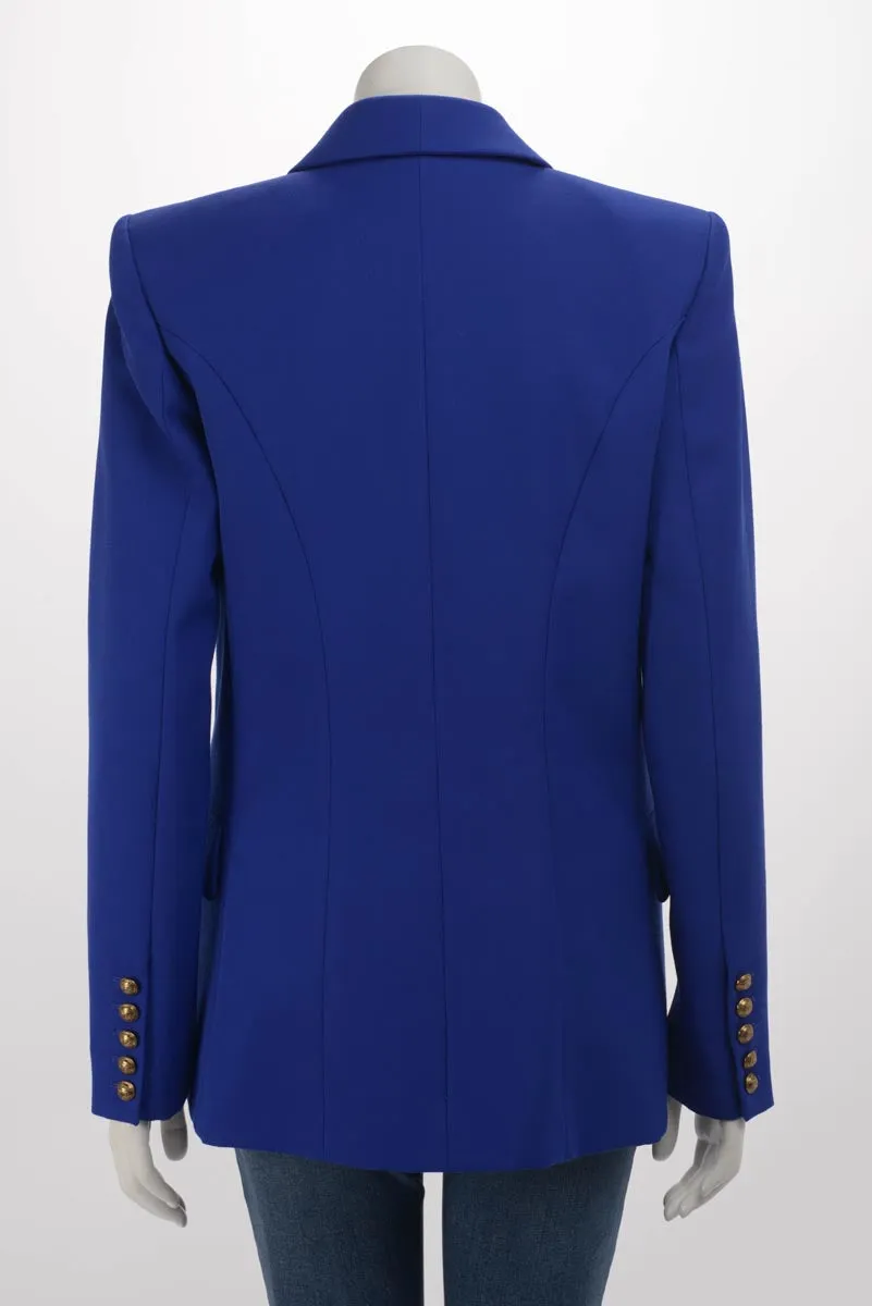 Balmain Royal Blue Wool Twill Longline Blazer FR 40