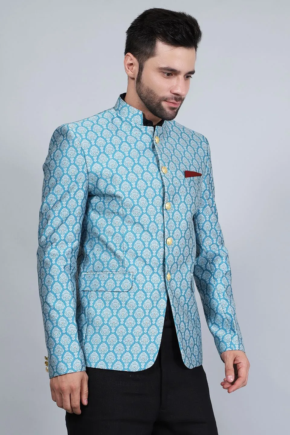 Banarasi Rayon Cotton Blue Blazer