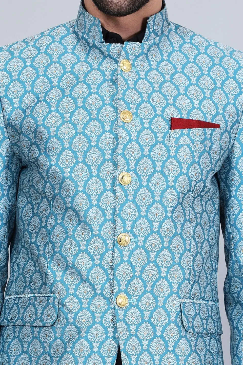 Banarasi Rayon Cotton Blue Blazer