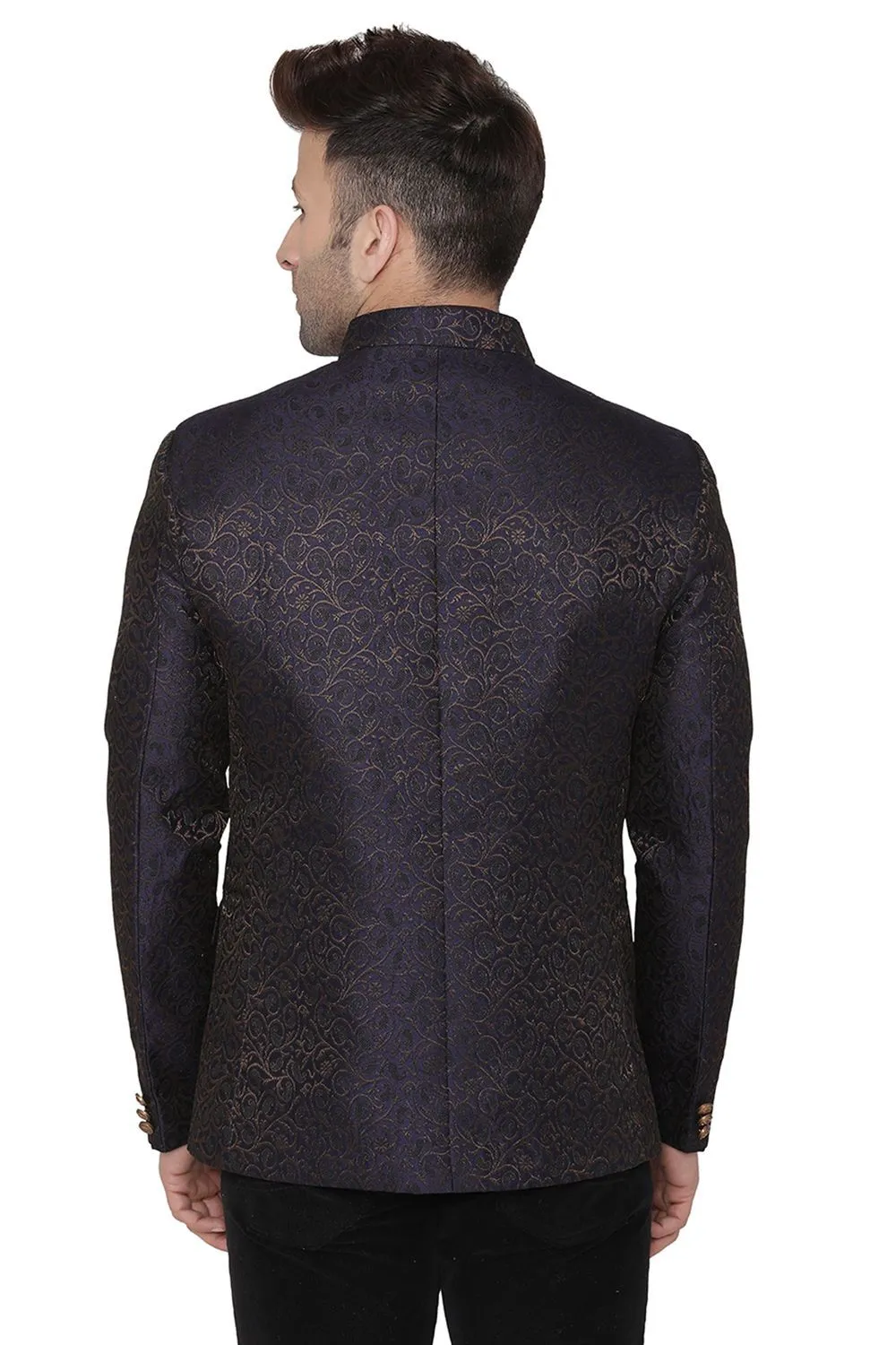 Banarsi Rayon Cotton Purple Bandhgala Blazer