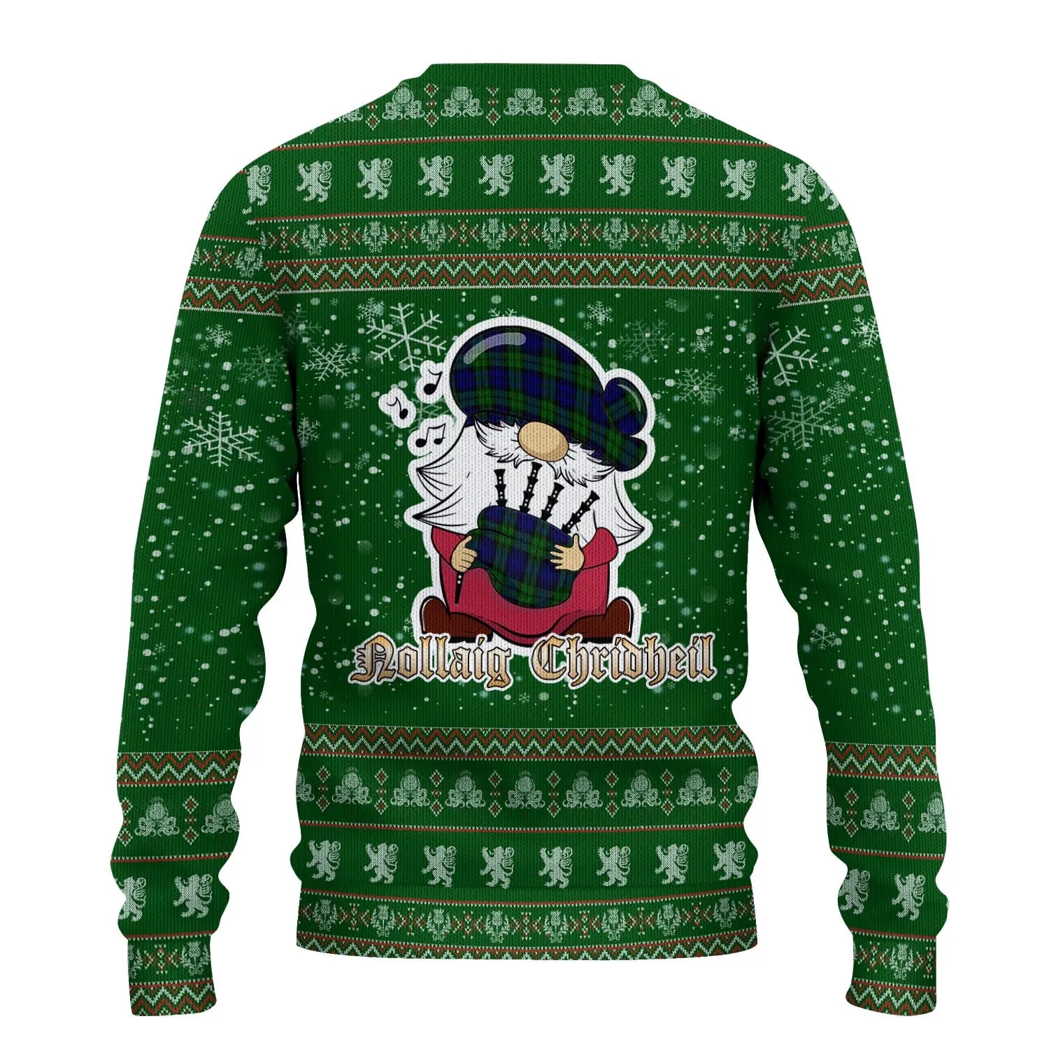 Bannatyne Clan Christmas Family Ugly Sweater with Funny Gnome Playing Bagpipes