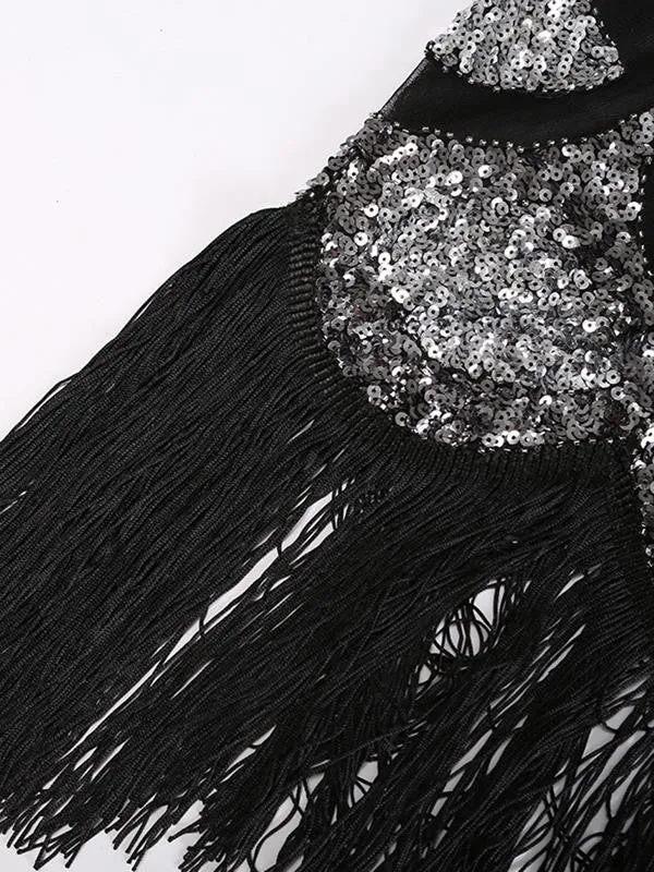 Black 1920s Sequin Flapper Dresses