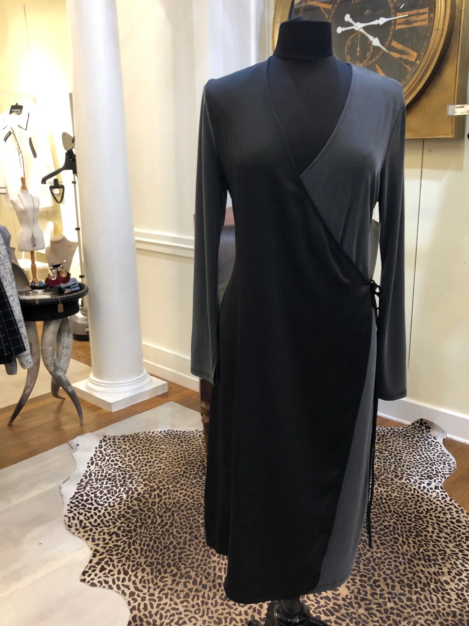 Black & Gray Wrap Dress by French Connection