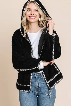 Black Sherpa Contrast Binding Jacket