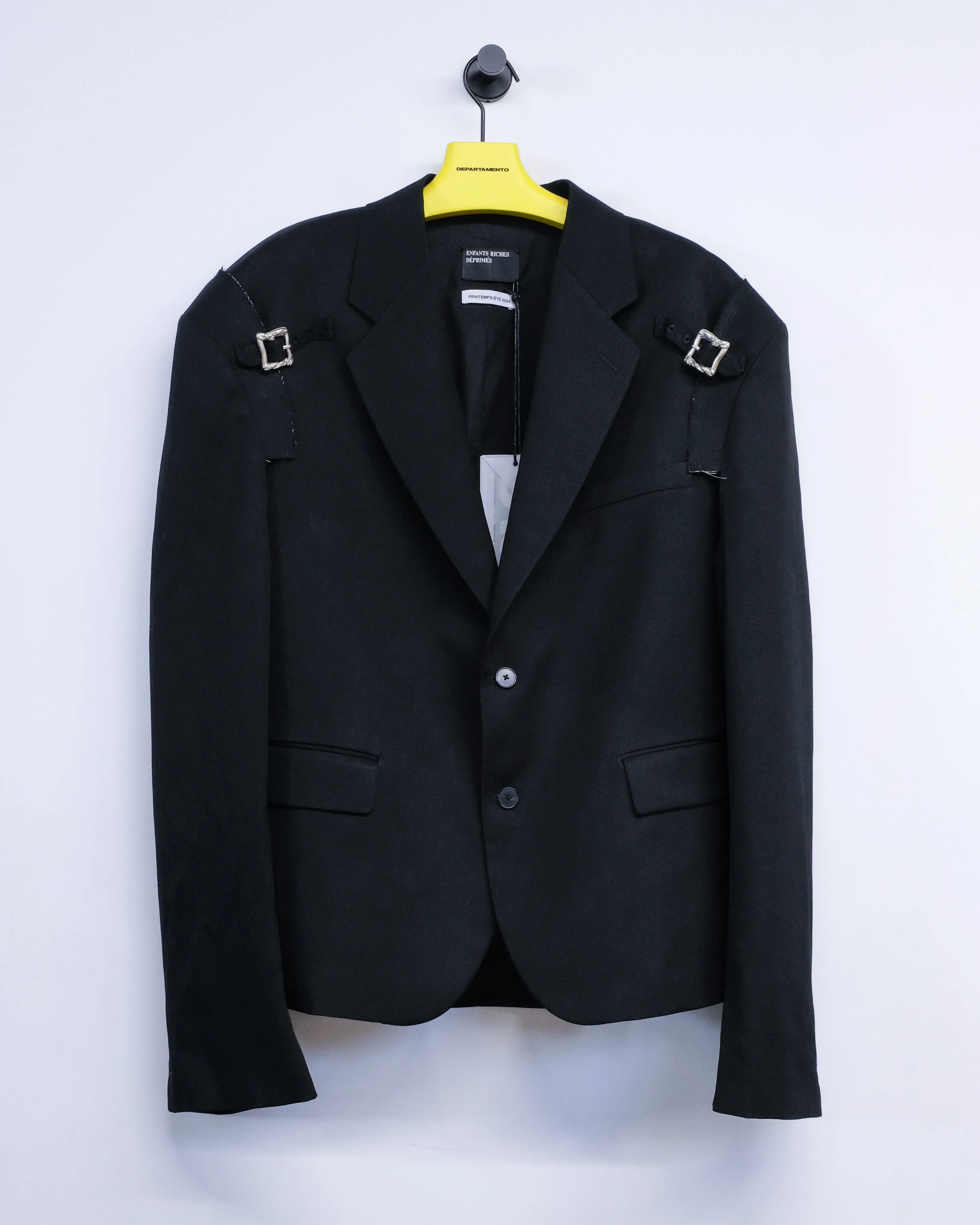 Black Virgin Wool Restraint Blazer