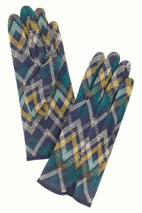 Blauwe handschoenen met zigzag print | King Louie glove gusto peacoat blue