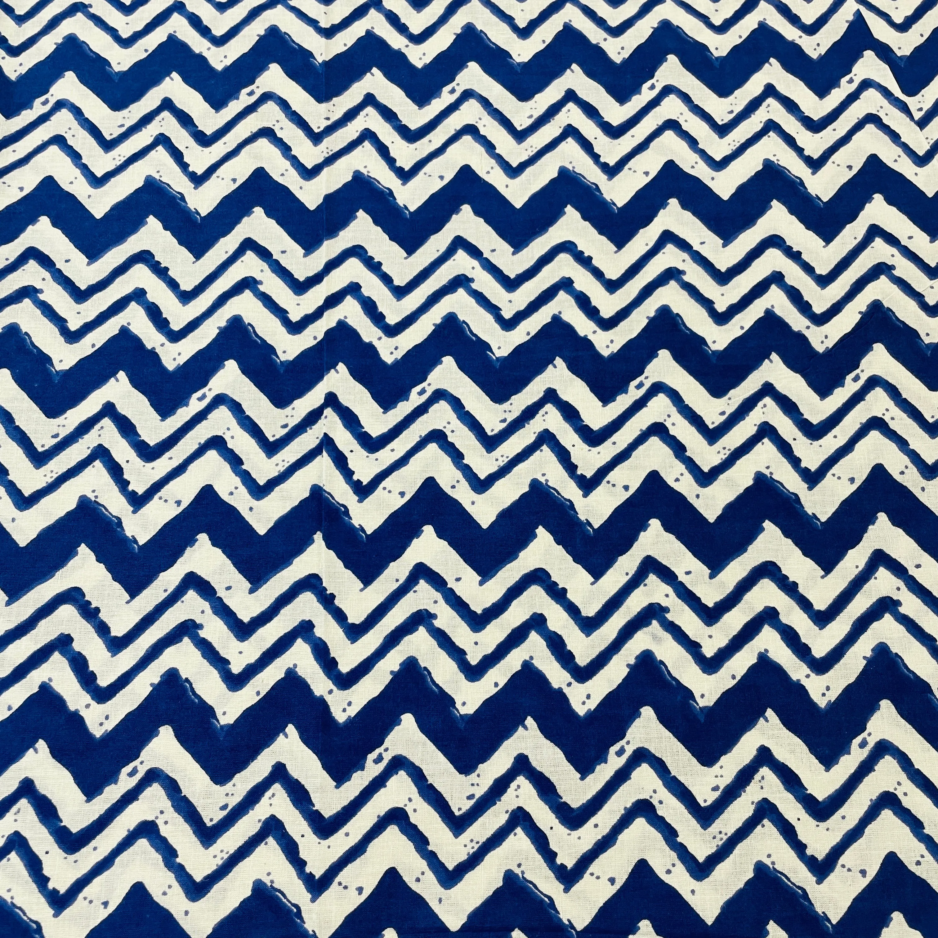 Blue White Chevron Print Cotton Fabric 25