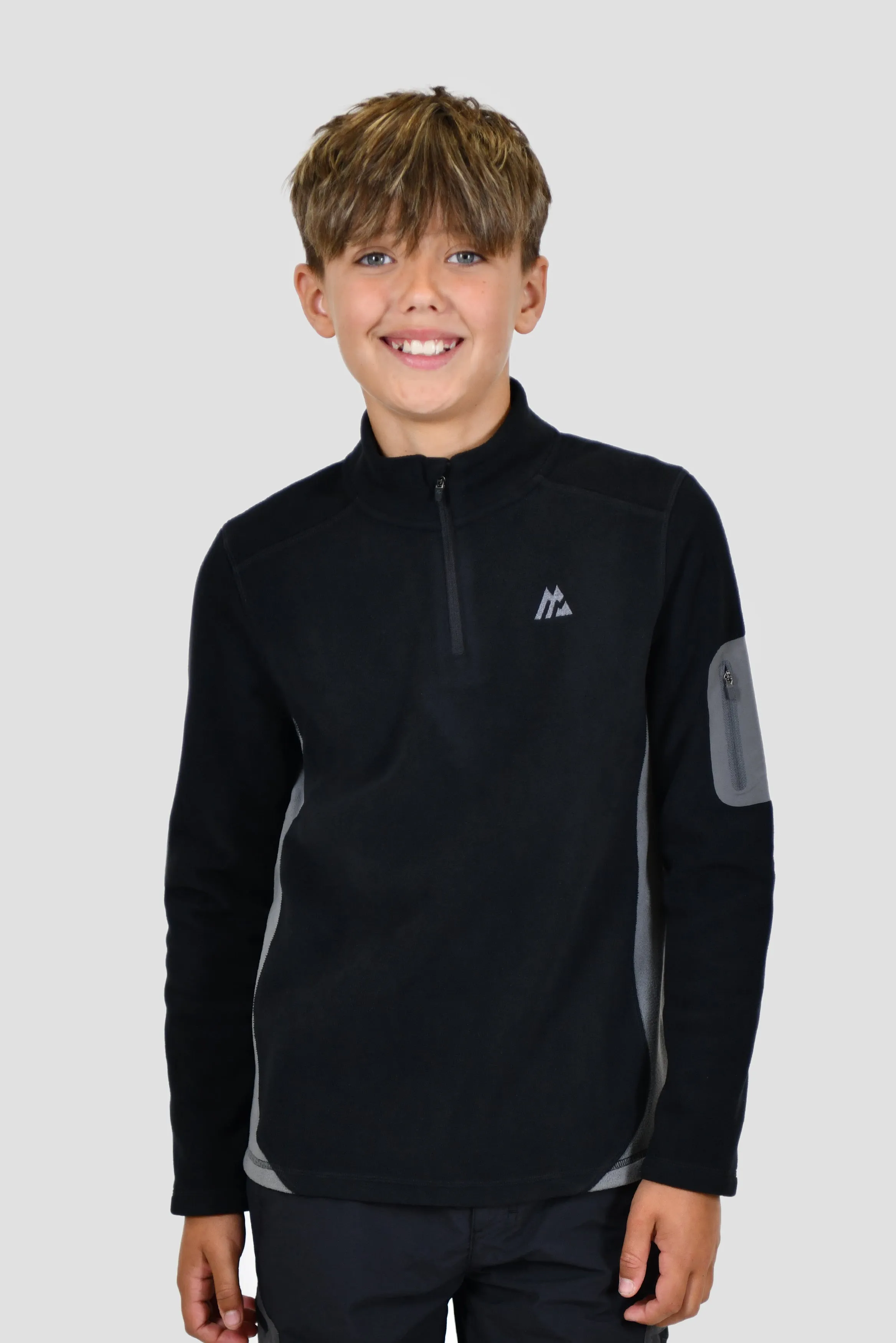 Boys Altitude Micro Fleece 1/4 Zip - Black/Cement Grey