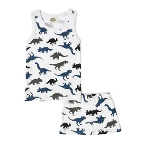 Boys Dino Print Shorts and Vest Set