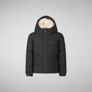 Boys' hooded parka Klaus in black