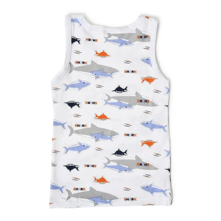 Boys Shark Print Shorts and Vest Set