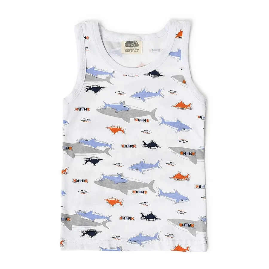 Boys Shark Print Shorts and Vest Set