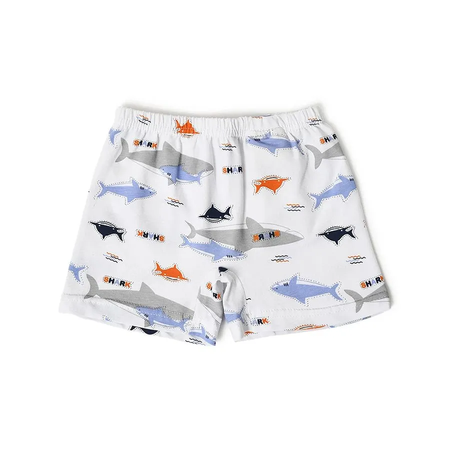 Boys Shark Print Shorts and Vest Set