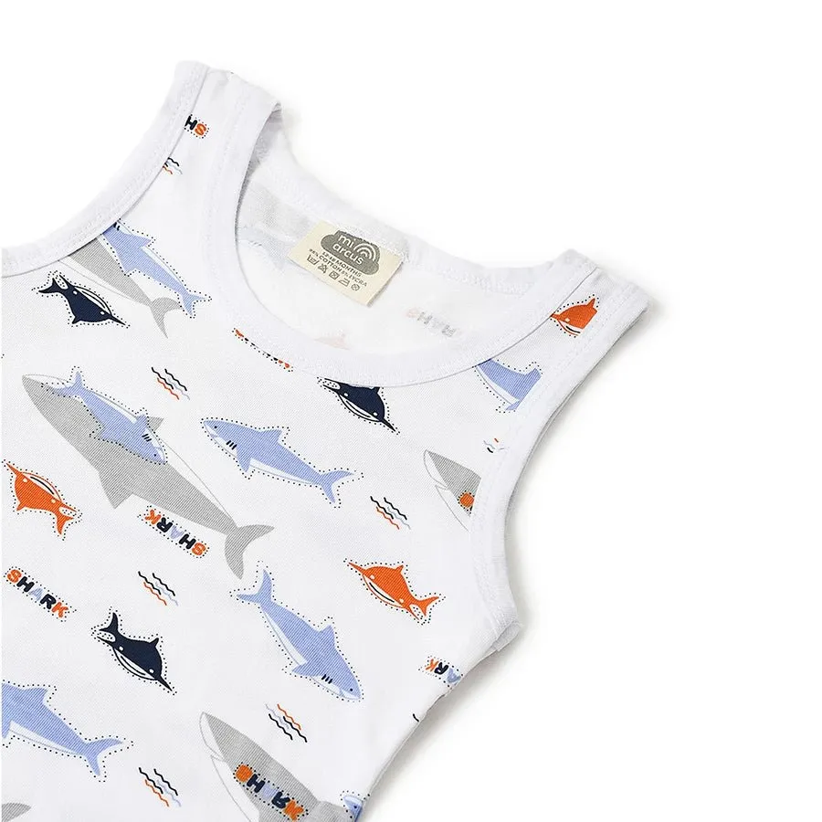 Boys Shark Print Shorts and Vest Set