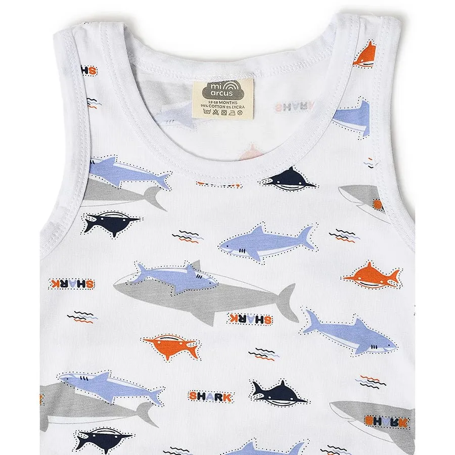 Boys Shark Print Shorts and Vest Set