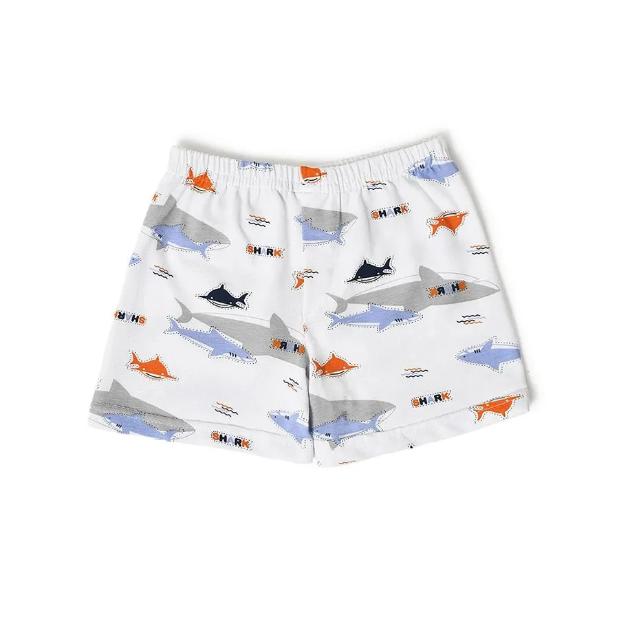 Boys Shark Print Shorts and Vest Set