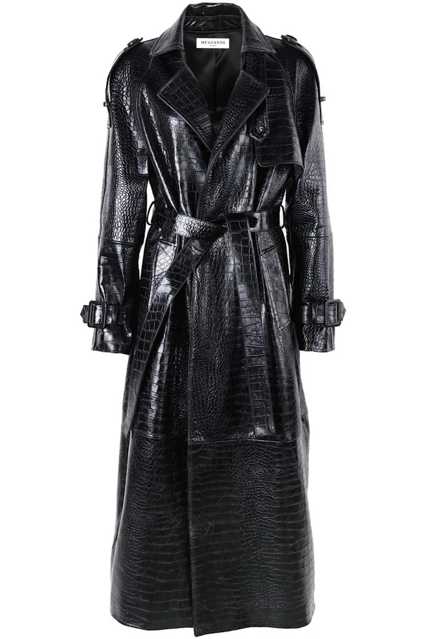 CAMILLA Embossed Croc Leather Trench Coat