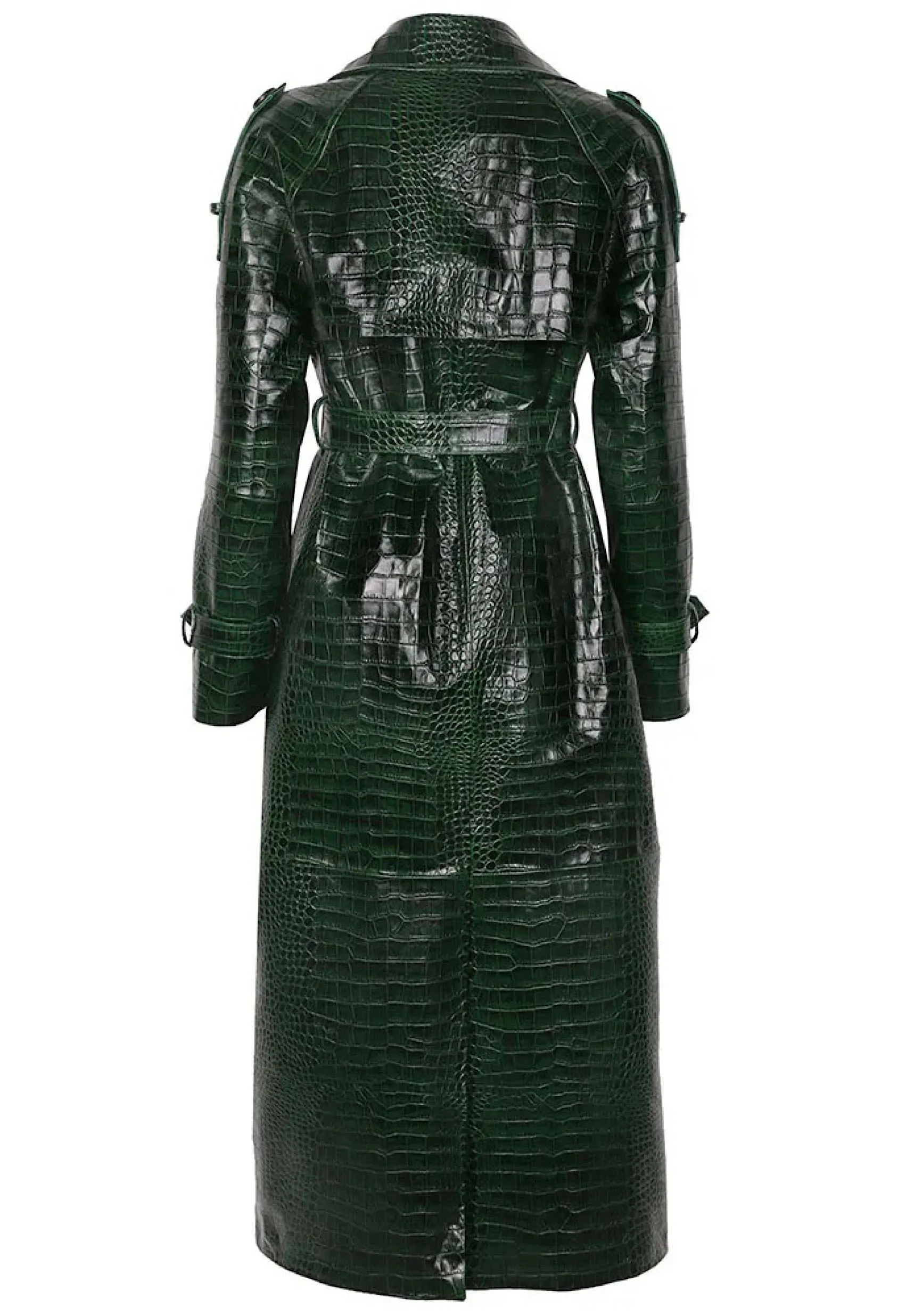 CAMILLA Embossed Croc Leather Trench Coat